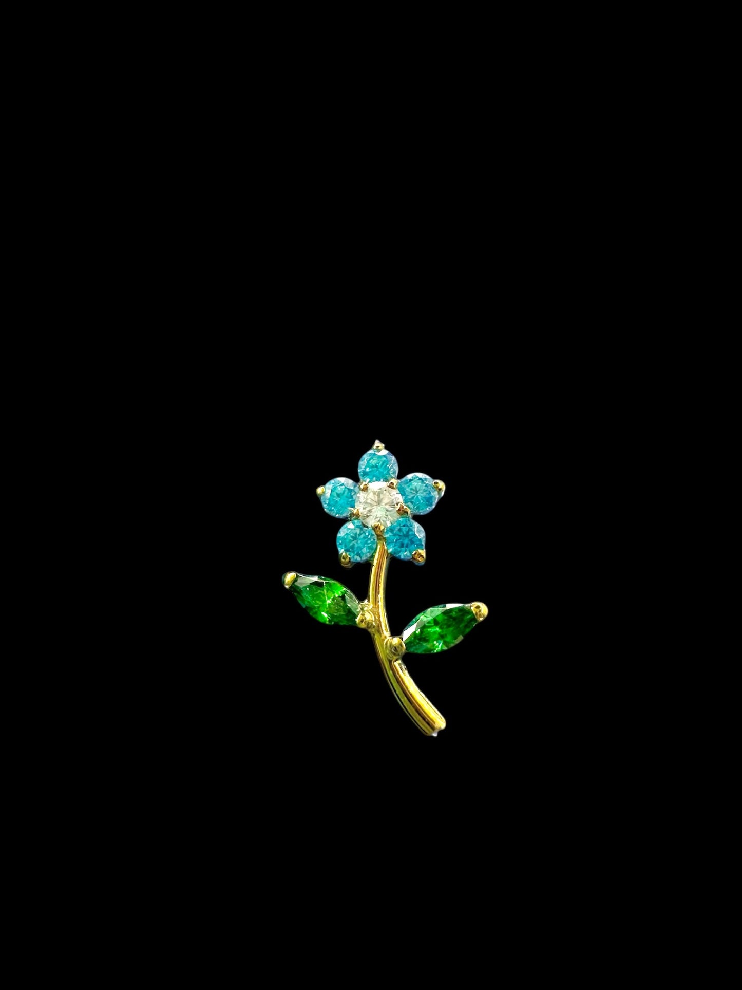 Piercing flor zirconia aqua