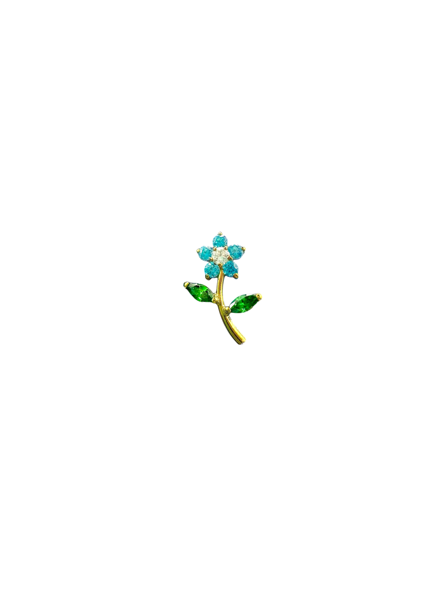 Piercing flor zirconia aqua